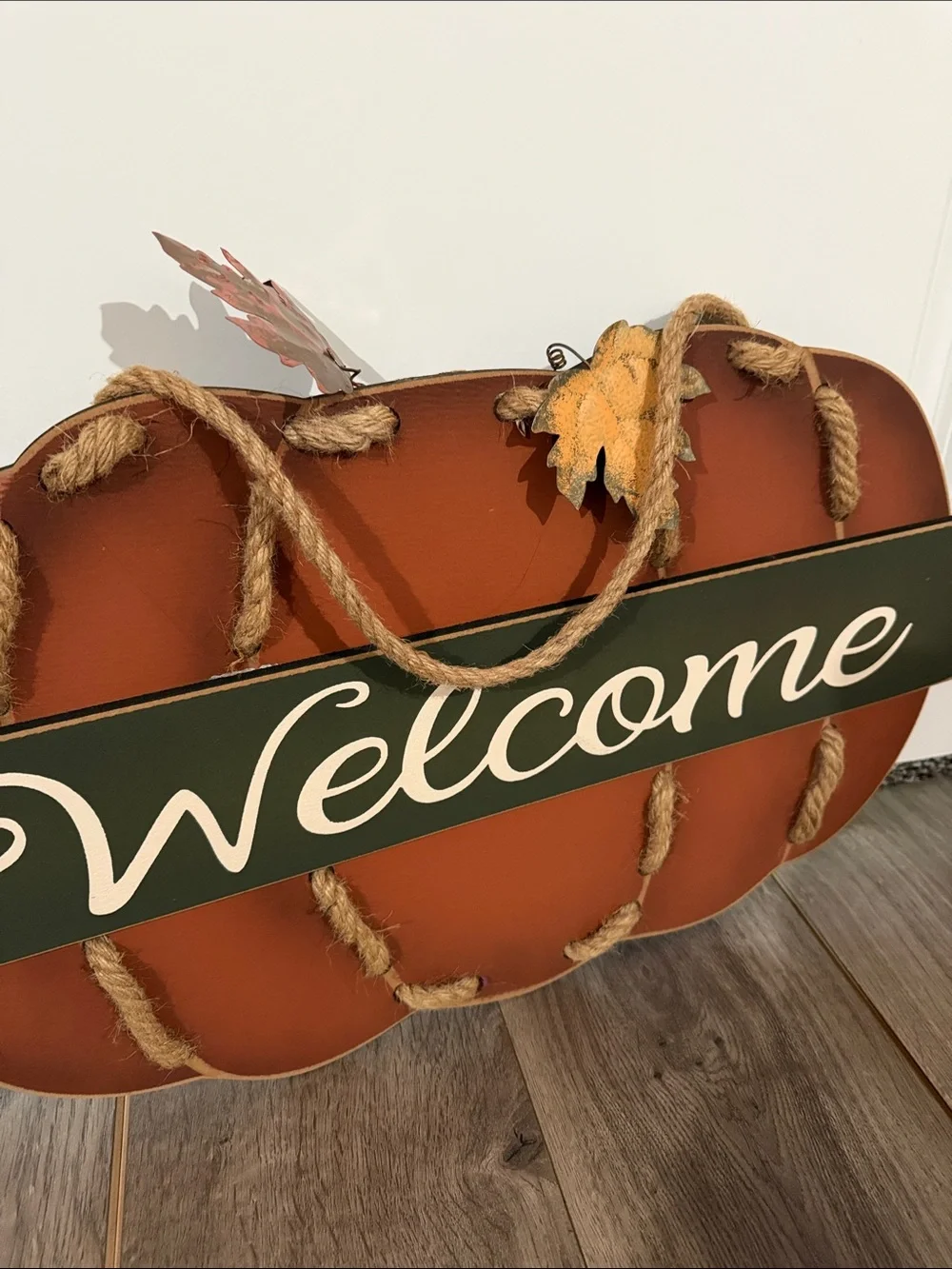 NWT Fall Welcome Pumpkin Sign Wall Accent - Rust Orange